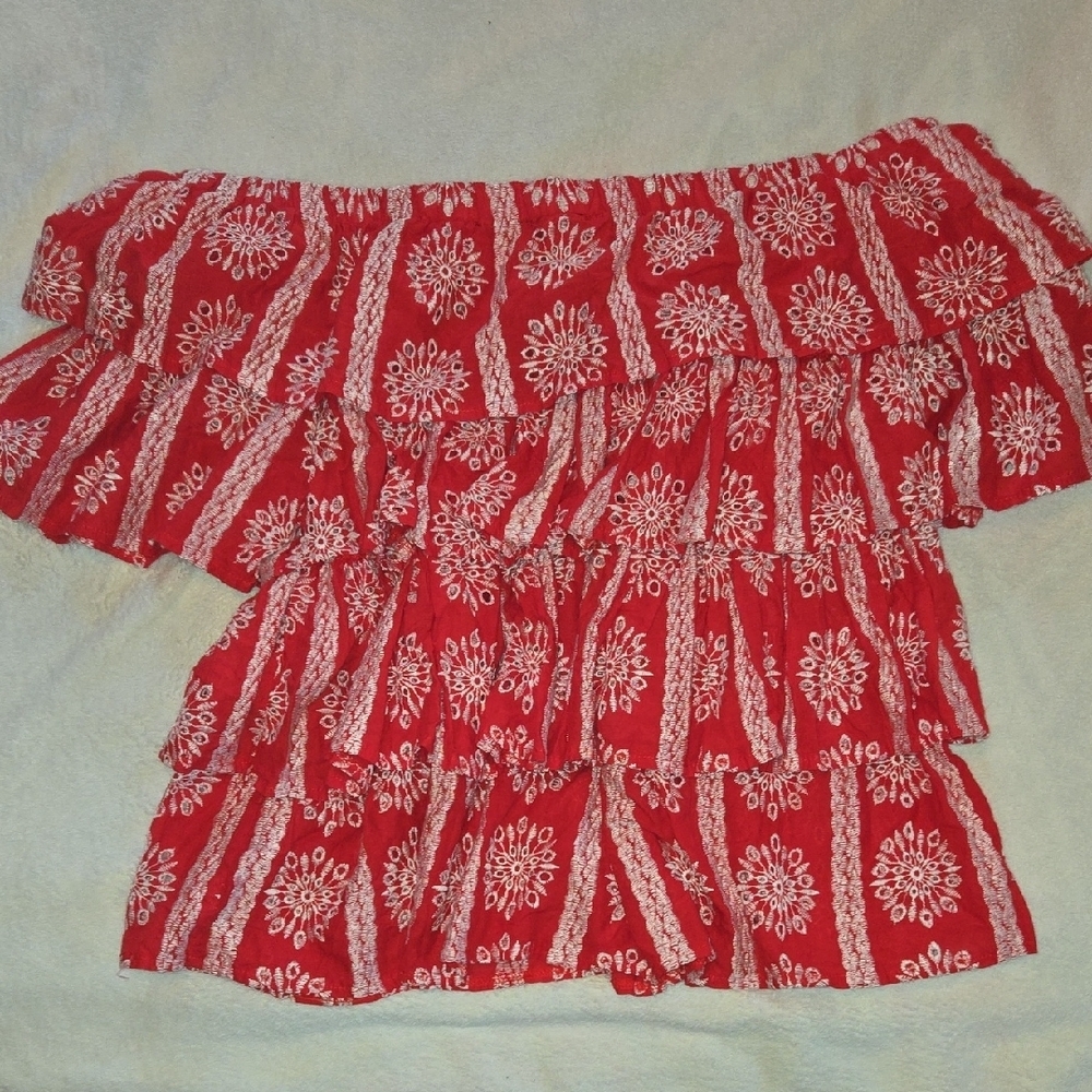2X EMBROIDERED TIERED RUFFLED BLOUSE ROMANTIC WHIMSY INSTANT FESTIVE VIBE FEMME - Picture 5 of 9
